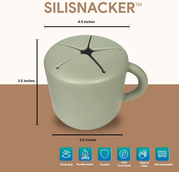 BraveJusticeKidsCo. | SiliSnacker Snack Cup | Silicone Snack Container | Toddler and Baby Snack Catcher