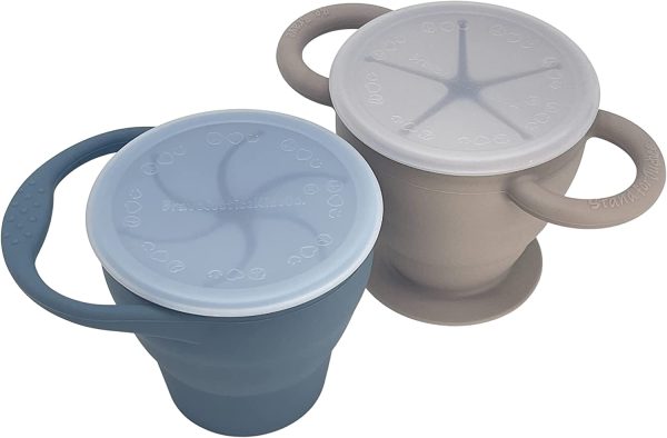 BraveJusticeKidsCo. | Snack Attack I&II Baby Snack Cup | 2 pack | Collapsible Toddler Snack Cup