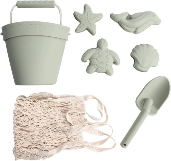 BraveJusticeKidsCo. | Silicone Summer Kids Beach Set | Toddlers and Baby Sandbox Toys (Blush) + Beach Bag