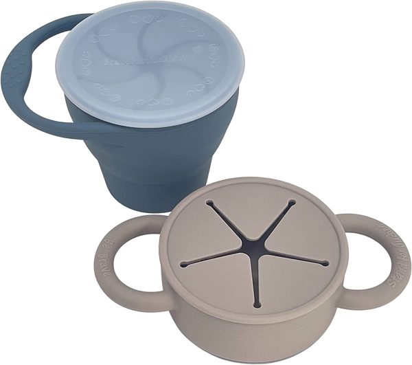 BraveJusticeKidsCo. | Snack Attack I&II Baby Snack Cup | 2 pack | Collapsible Toddler Snack Cup