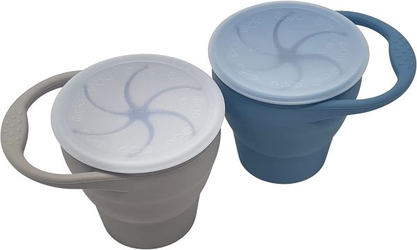 BraveJusticeKidsCo. | Snack Attack Baby Snack Cup | 2 pack | Collapsible Toddler Snack Cup