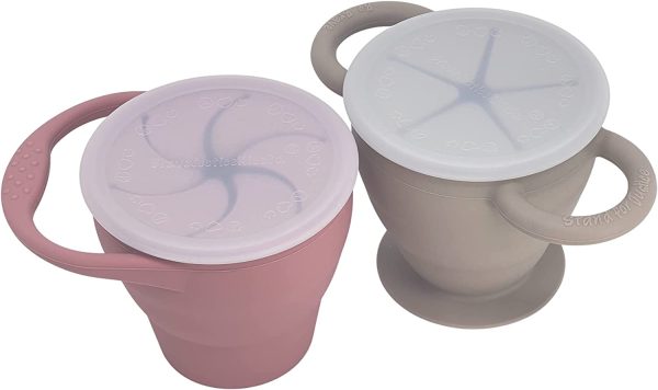 BraveJusticeKidsCo. | Snack Attack I&II Baby Snack Cup | 2 pack | Collapsible Toddler Snack Cup