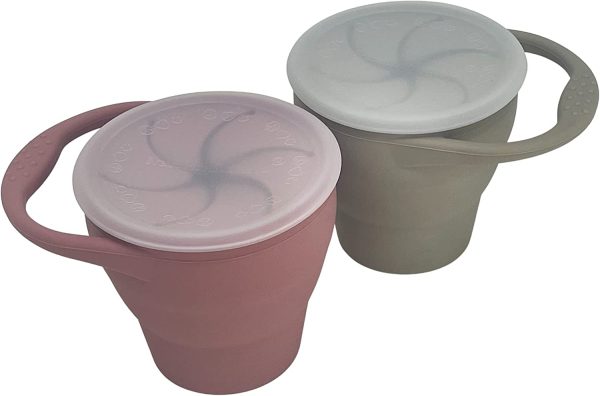 BraveJusticeKidsCo. | Snack Attack Baby Snack Cup | 2 pack | Collapsible Toddler Snack Cup
