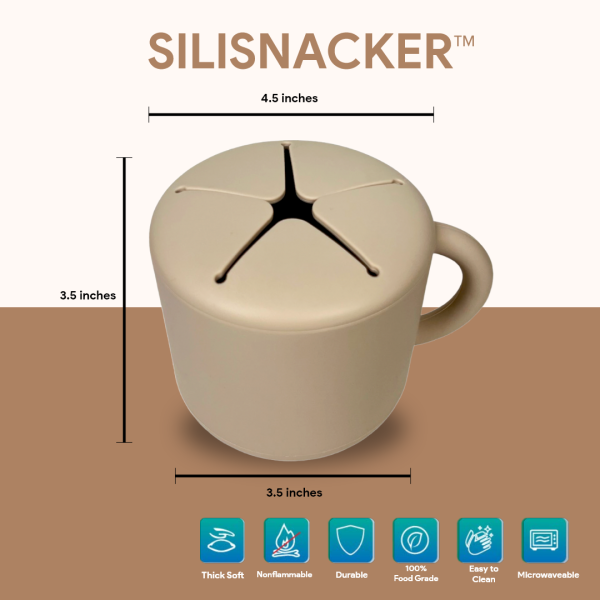 BraveJusticeKidsCo. | SiliSnacker Snack Cup 2 Pack | Silicone Snack Container | Toddler and Baby Snack Catcher